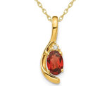 3/5 Carat (ctw) Natural Garnet Pendant Necklace in 14K Yellow Gold with Chain